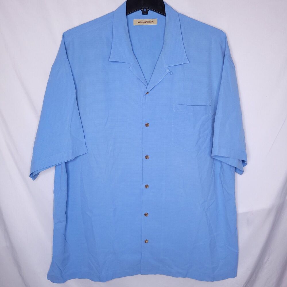 Tommy Bahama Silk Shirt Mens XXL Blue Striped